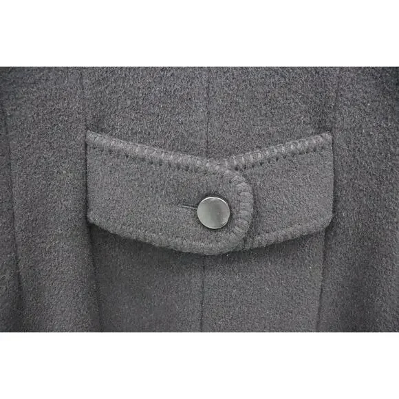 Cinzia Rocca Designer Womens Wool Blend Black Coat US Size 12 Made in Italy